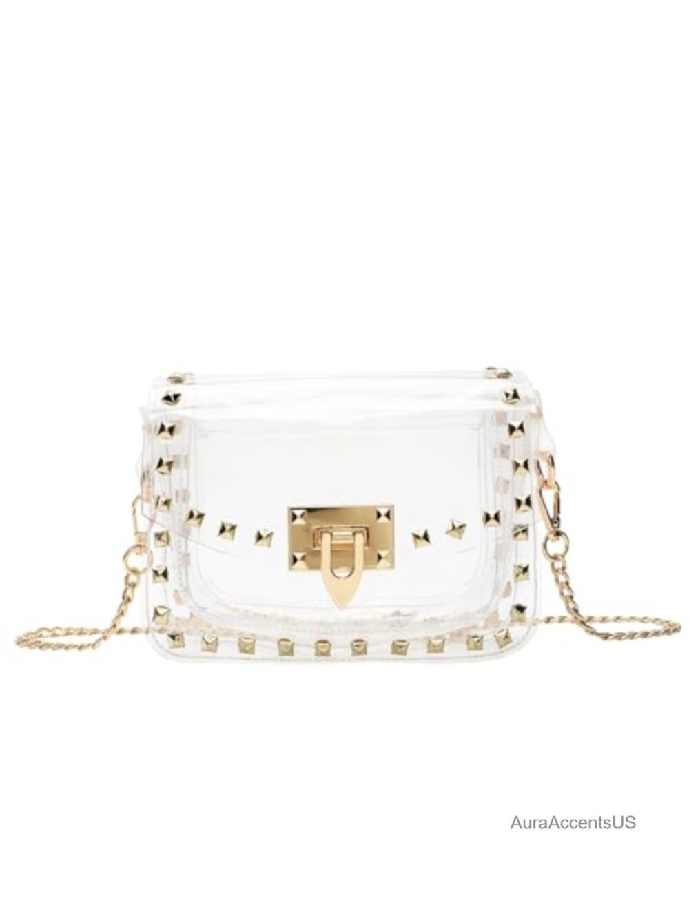 Clear Crossbody Clutch Purse with Rivets for Stadium Events Concerts